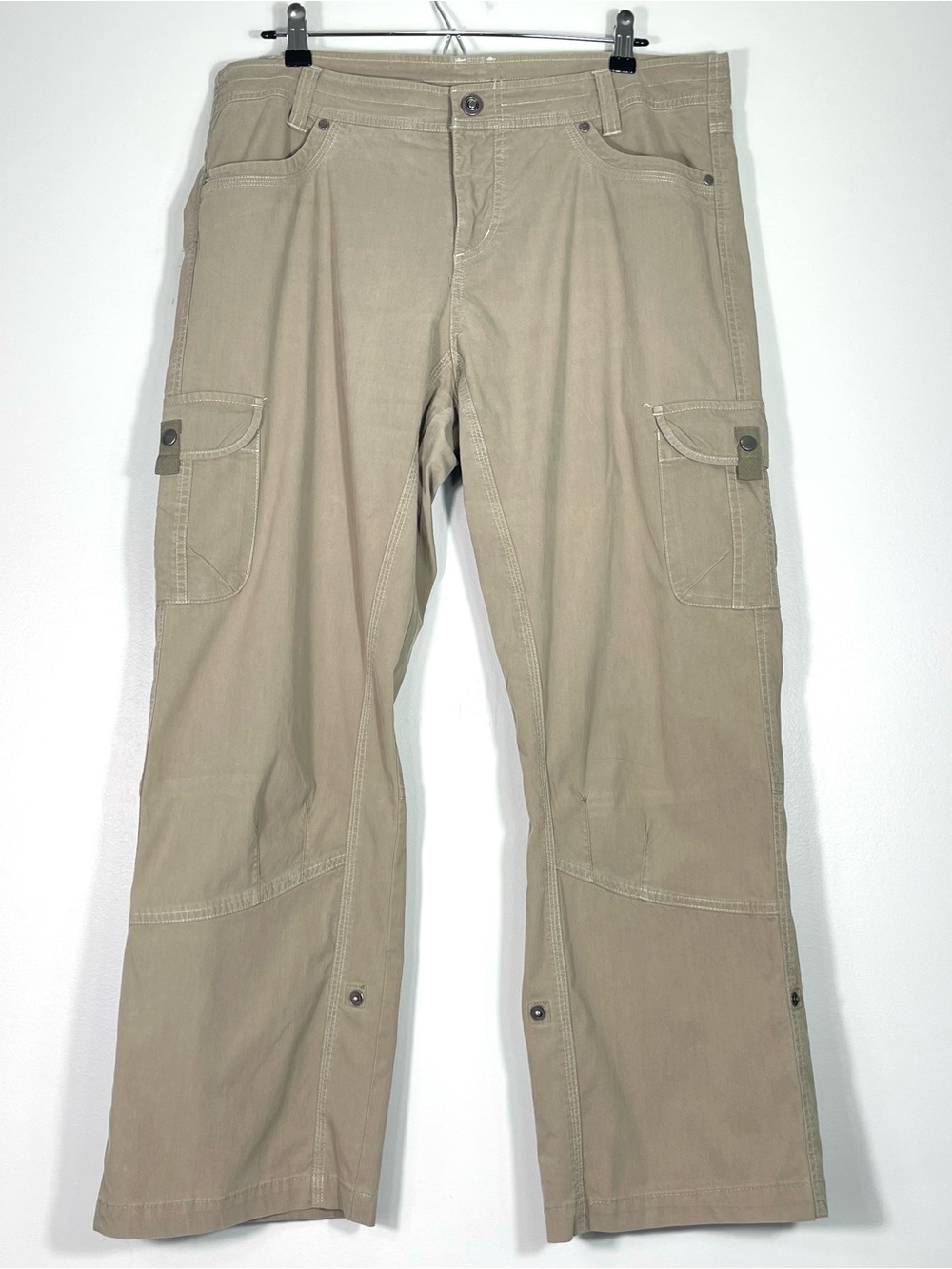 KUHL Women's Khaki Tan Convertible Cargo Pants Cotton Nylon Stretch Size 14 Reg